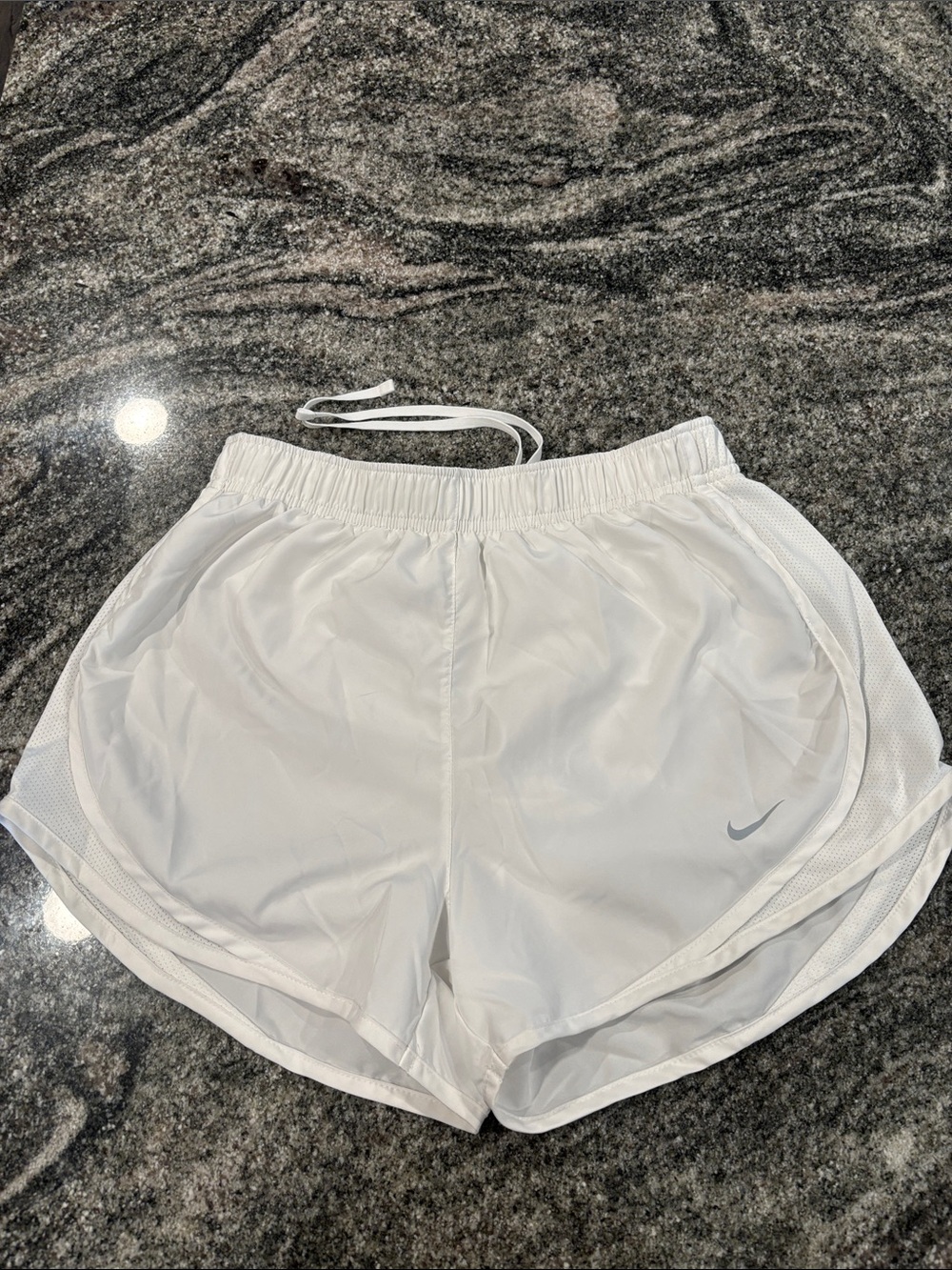 Nike White Women's Athletic Running Shorts with Mesh Trim